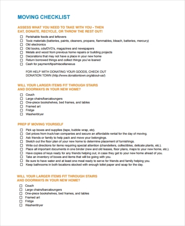 Free 8+ Sample Moving Checklists In Ms Word | Pdf Inside Business Relocation Plan Template