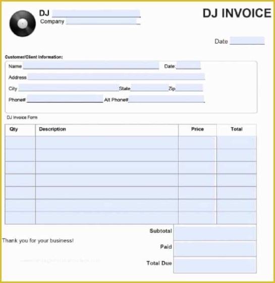 Free Adobe Pdf Templates Of Free Dj Disc Jockey Invoice Template Excel | Heritagechristiancollege With Regard To Invoice Template For Dj Services