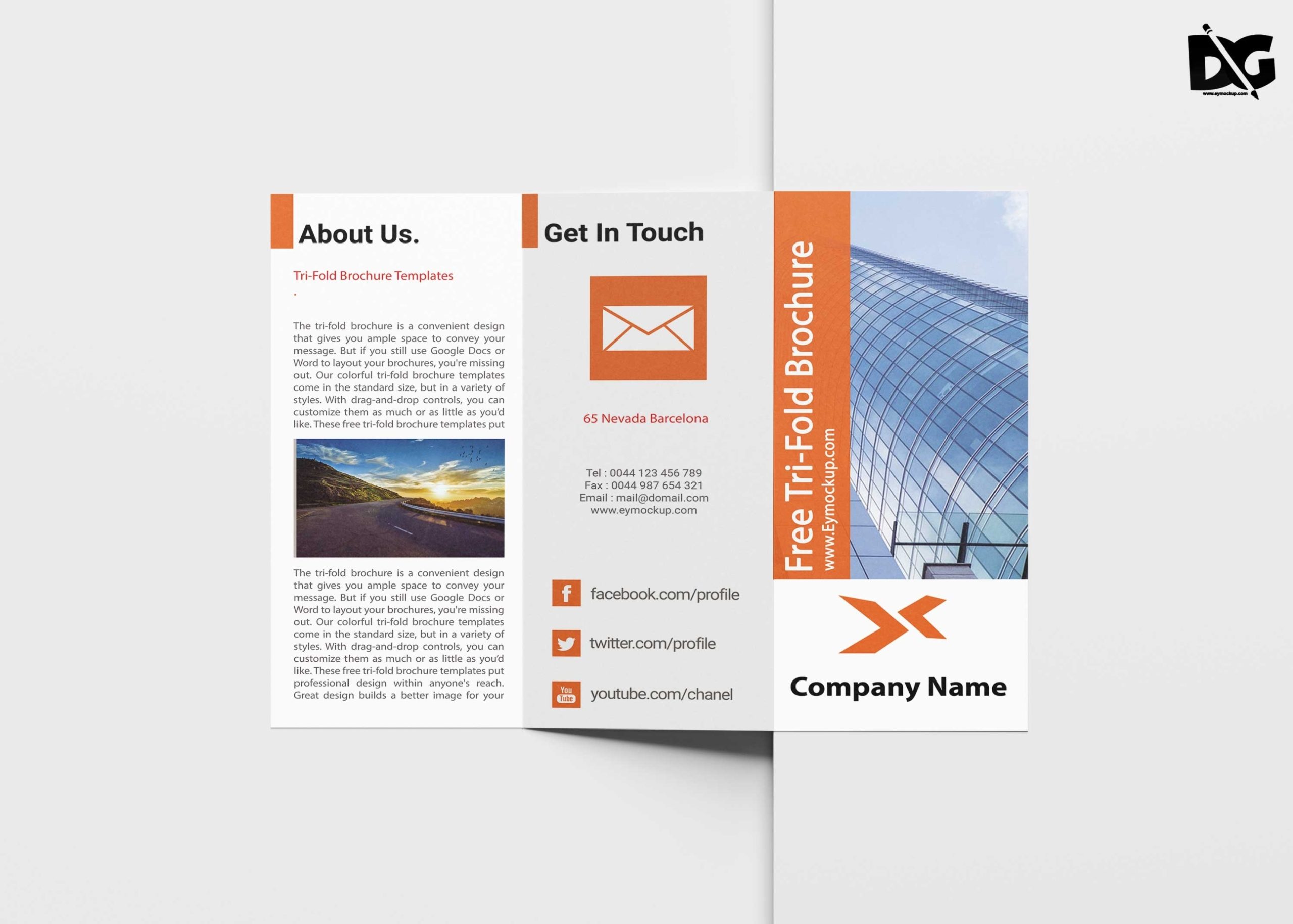 Free Business Brochure Tri Fold Front Side Template Regarding Free Tri Fold Business Brochure Templates