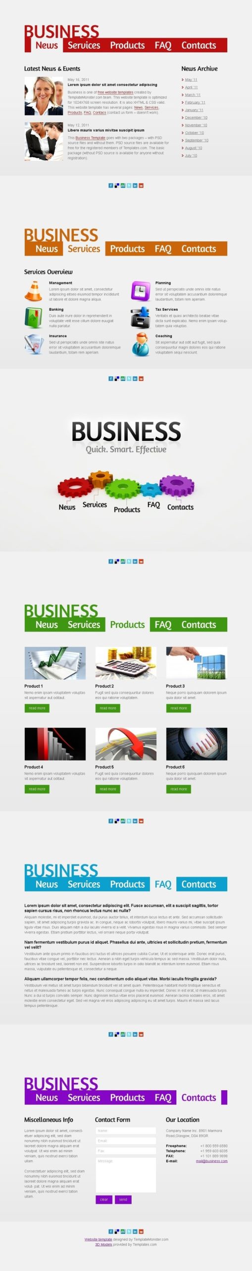 Free Business Web Template – Single Page Layout With Website Templates For Small Business