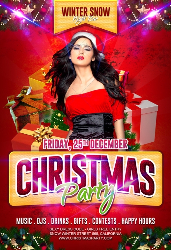 Free Christmas Party Flyer Template On Behance Regarding Free Christmas Party Flyer Templates