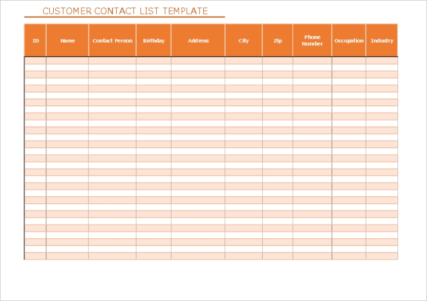 Free Customer Contact List Template For Excel Intended For Free Business Directory Template