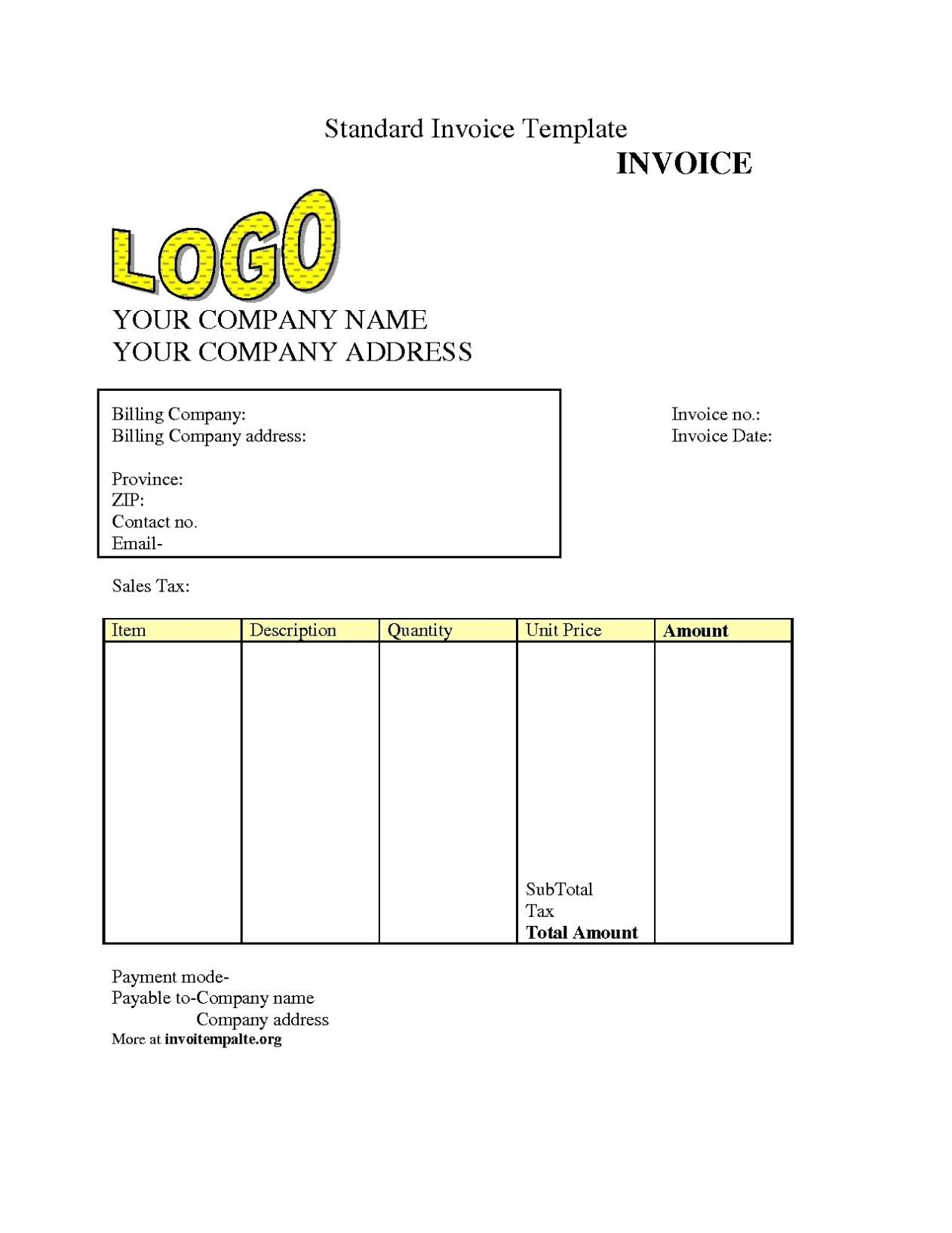 Free Downloadable Invoices * Invoice Template Ideas Intended For Free Downloadable Invoice Template