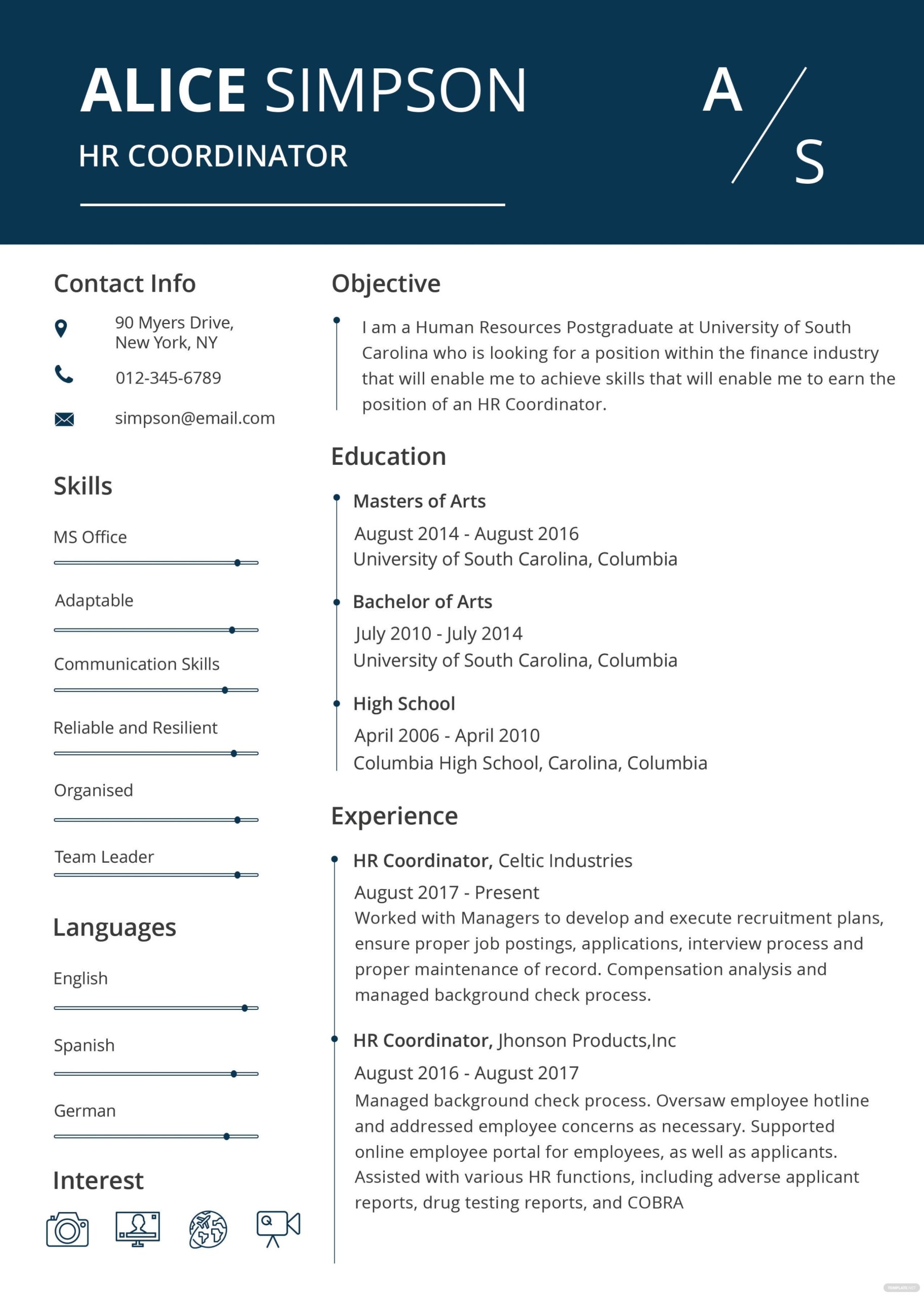 Free Hr Resume Format In Psd, Ms Word, Publisher, Illustrator, Indesign, Apple Pages | Template for Free Printable Resume Templates Microsoft Word
