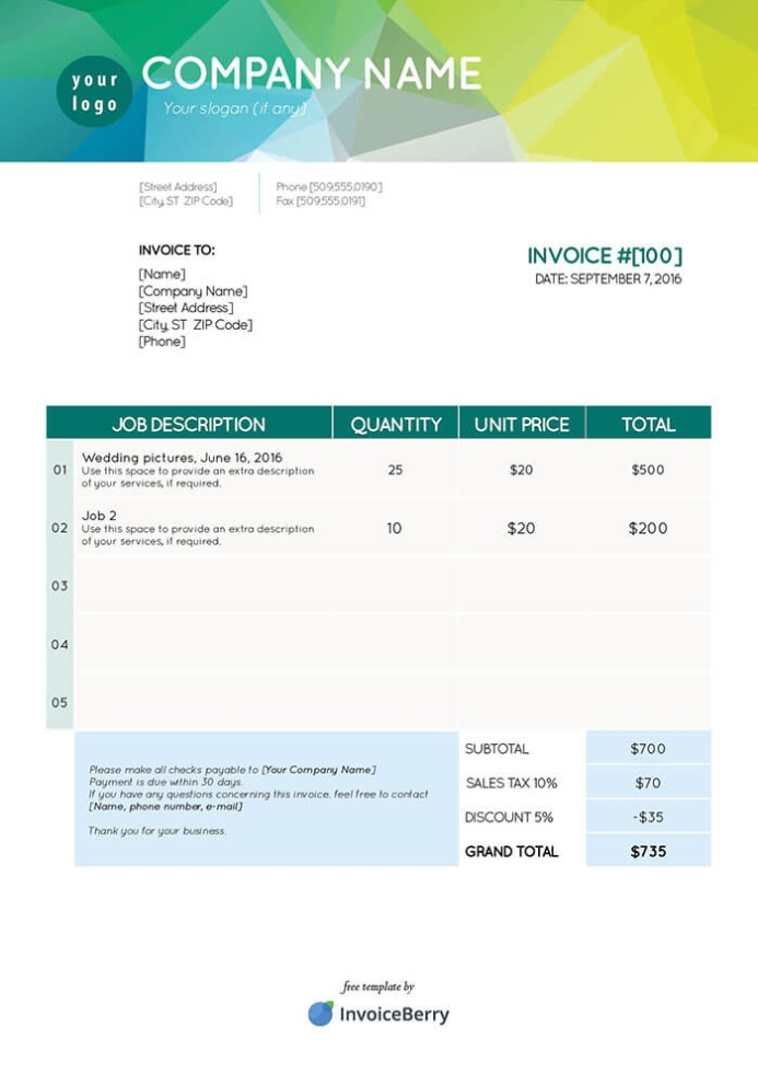 Free Indesign Invoice Templates | Invoiceberry With Regard To Cool Invoice Template Free