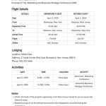 Free Itinerary Templates In Microsoft Excel (Xls) | Template with Sample Business Travel Itinerary Template