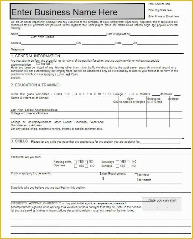 Free Job Application Template Word Document Of 5 Free Blank Employment Application Template for Employment Application Template Microsoft Word