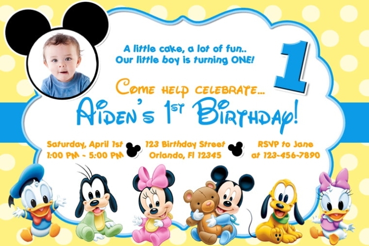 Free Mickey Mouse Clubhouse 1St Birthday Invitations | Free Invitation Templates - Drevio Intended For First Birthday Invitation Card Template