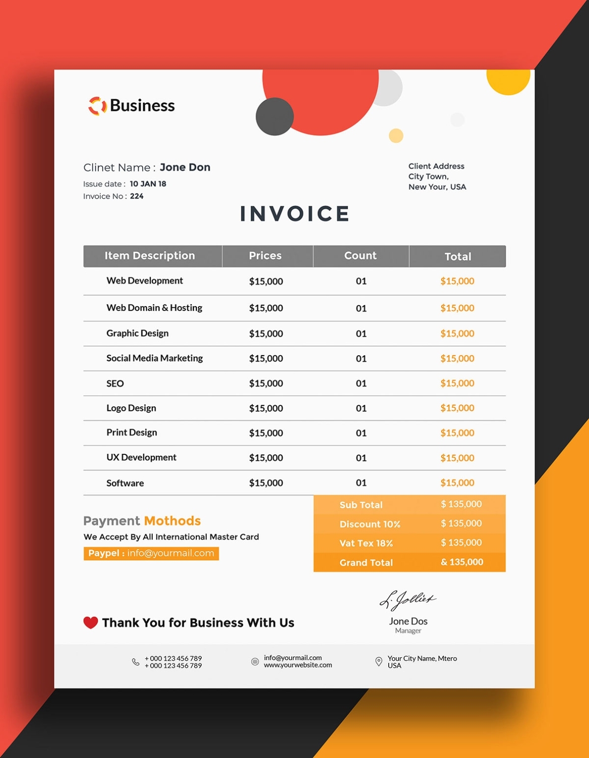 Free Minimalist Invoice Psd Template – Creativetacos Within Cool Invoice Template Free