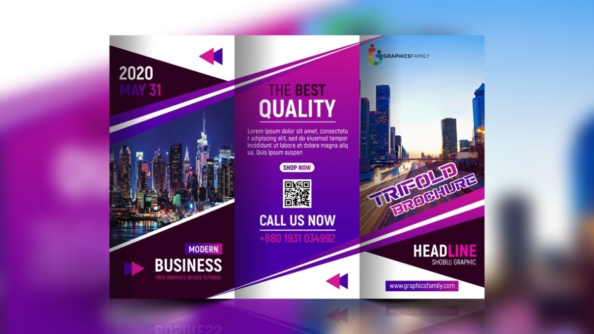 Free Modern Business Trifold Brochure Psd Template - Graphicsfamily with regard to Graphic Design Flyer Templates Free