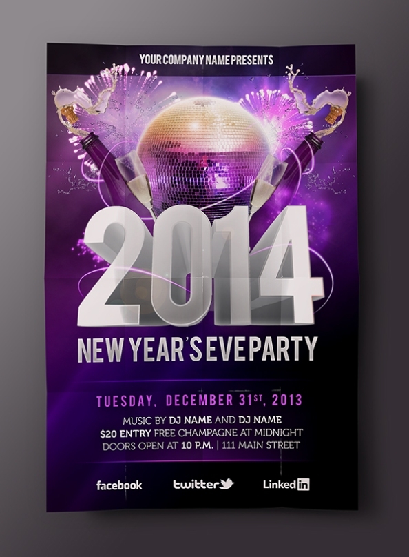 Free New Year'S Eve Psd Party Flyer Template Download On Behance For New Years Eve Flyer Template