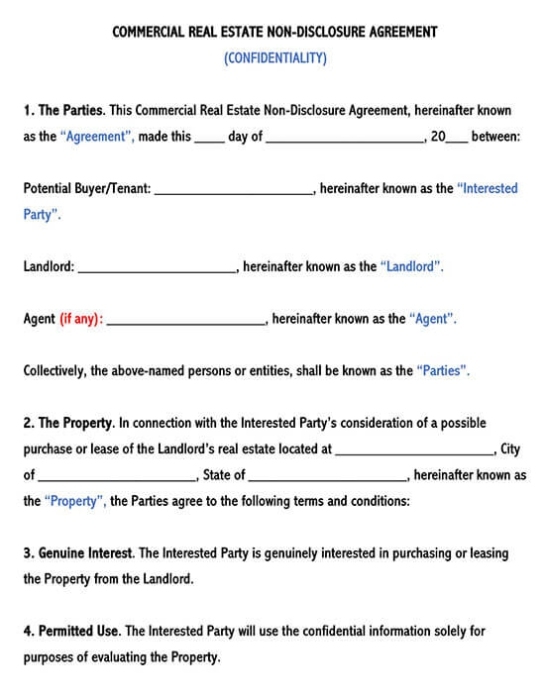 Free Non Disclosure Agreement (Nda) Templates [Word | Pdf] Intended For Nda Template Word Document