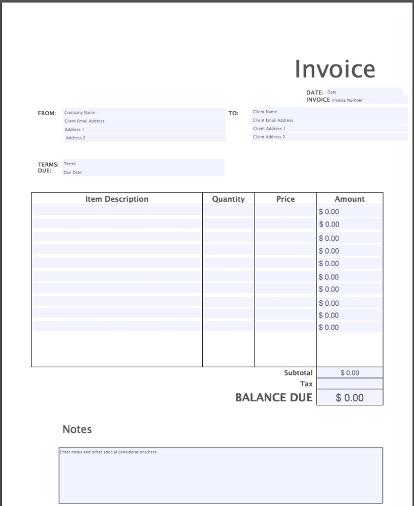 Free Painting Invoice Template Word Pdf Eforms - Painting Invoice Template Download Printable Pertaining To Painter Invoice Template