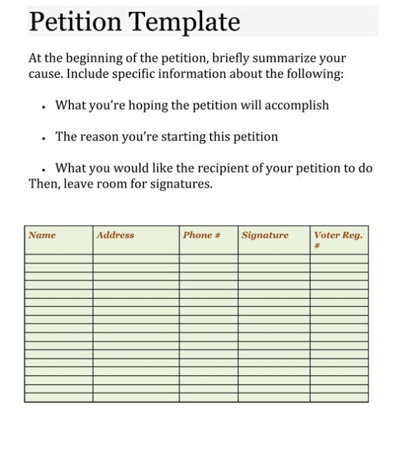 Free Petition Templates (20+ Templates For Word | Excel) for Making Words Template