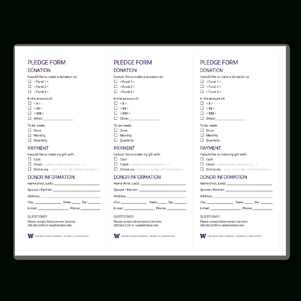 Free Pledge Card Template Within Free Pledge Card Template