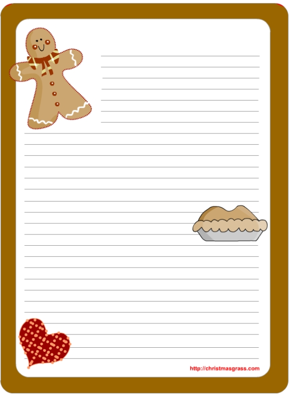Free Printable Christmas Stationery With Gingerbread Man Inside Christmas Note Card Templates