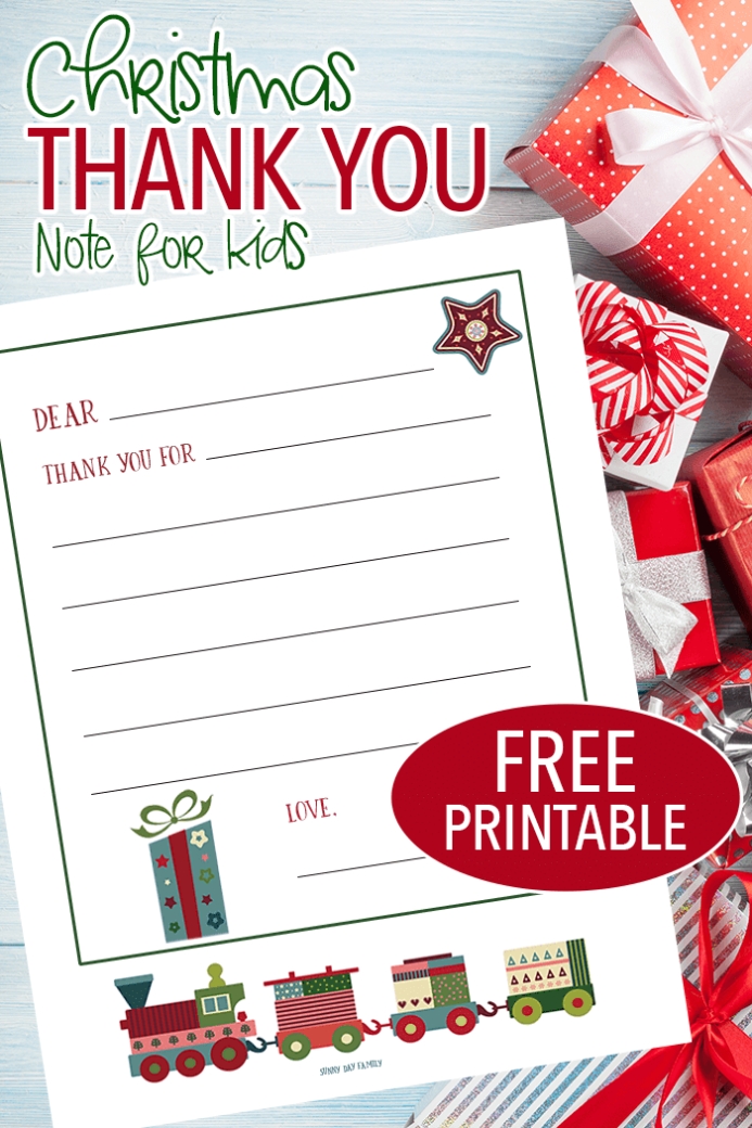 Free Printable Christmas Thank You Notes For Kids | Sunny Day Family pertaining to Christmas Thank You Card Templates Free