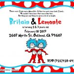 Free Printable Dr.seuss Birthday Invitation Template For Twins | Download Hundreds Free With Dr Seuss Birthday Card Template