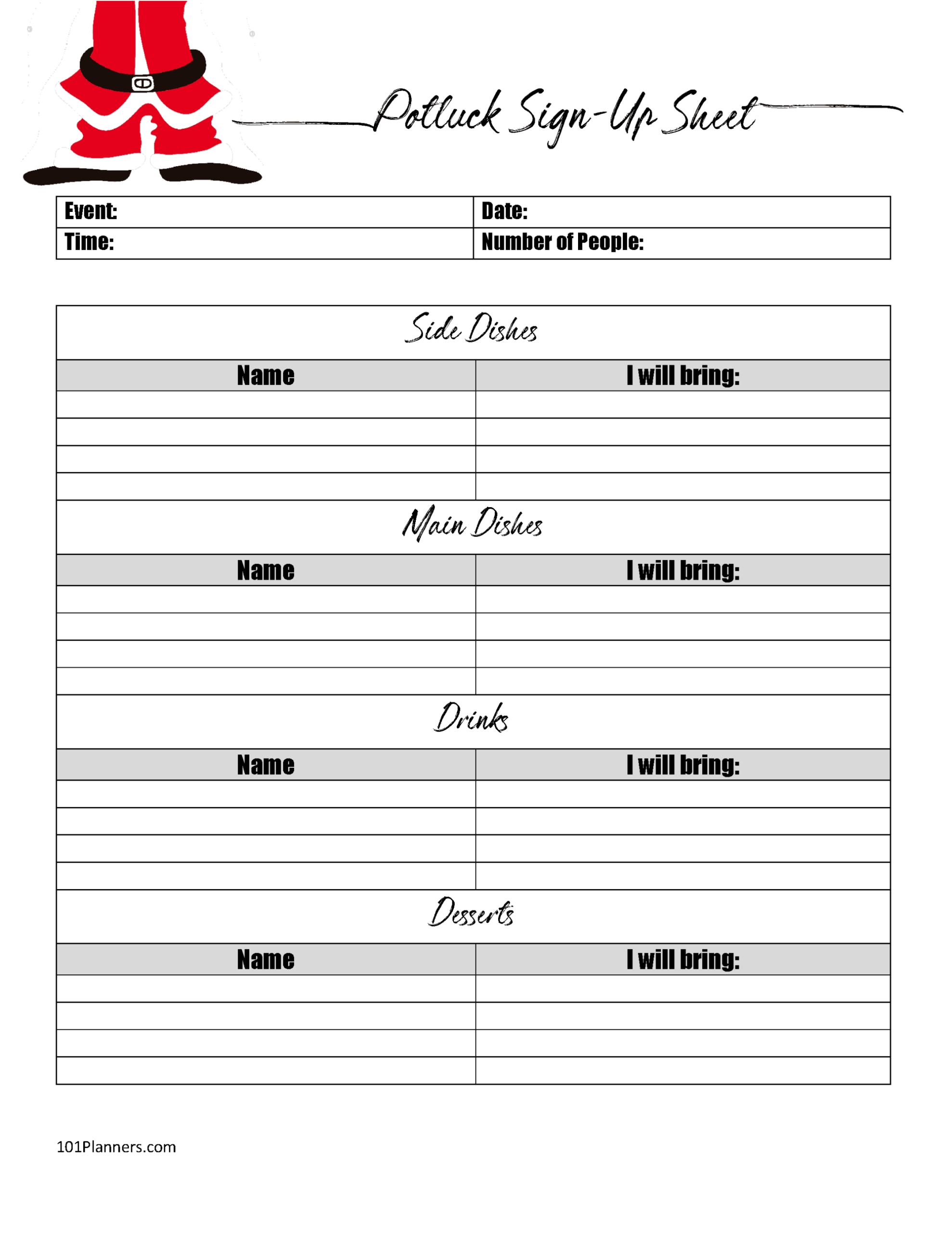 Free Printable Potluck Sign Up Sheet | Editable | Instant Download within Potluck Signup Sheet Template Word