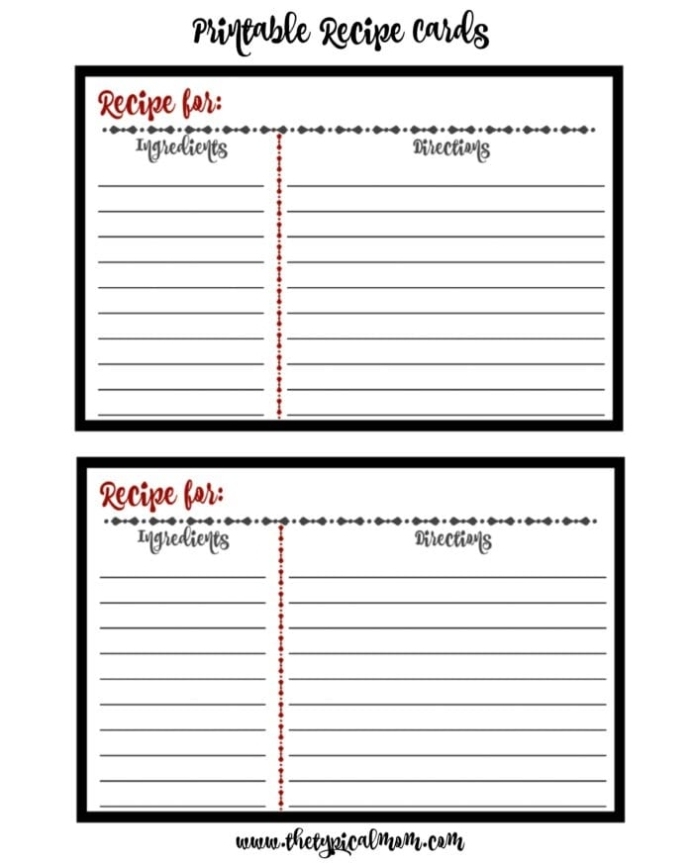 Free Printable Recipe Cards · The Typical Mom inside Fillable Recipe Card Template
