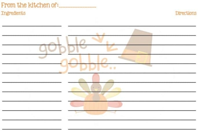 Free Printable Thanksgiving Recipe Cards – Everyday Made Fresh Intended For Index Card Template Open Office