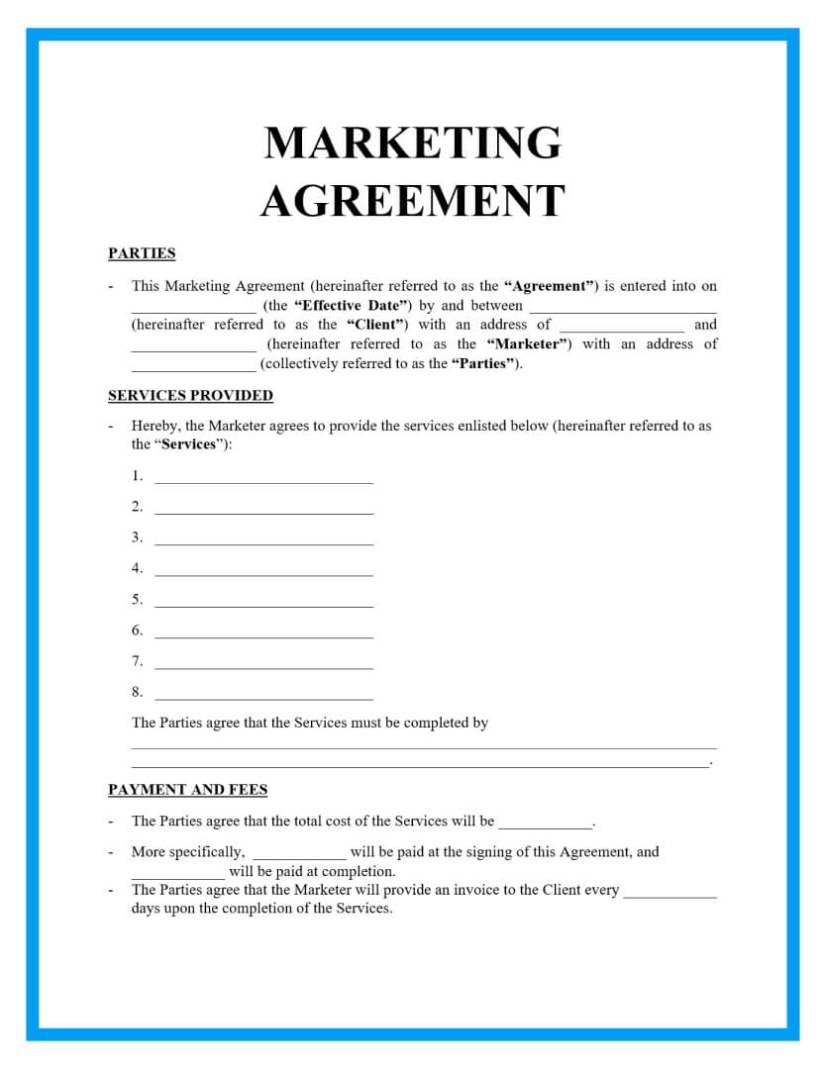 Free Professional Marketing Agreement Template For Download Inside Business Management Contract Template