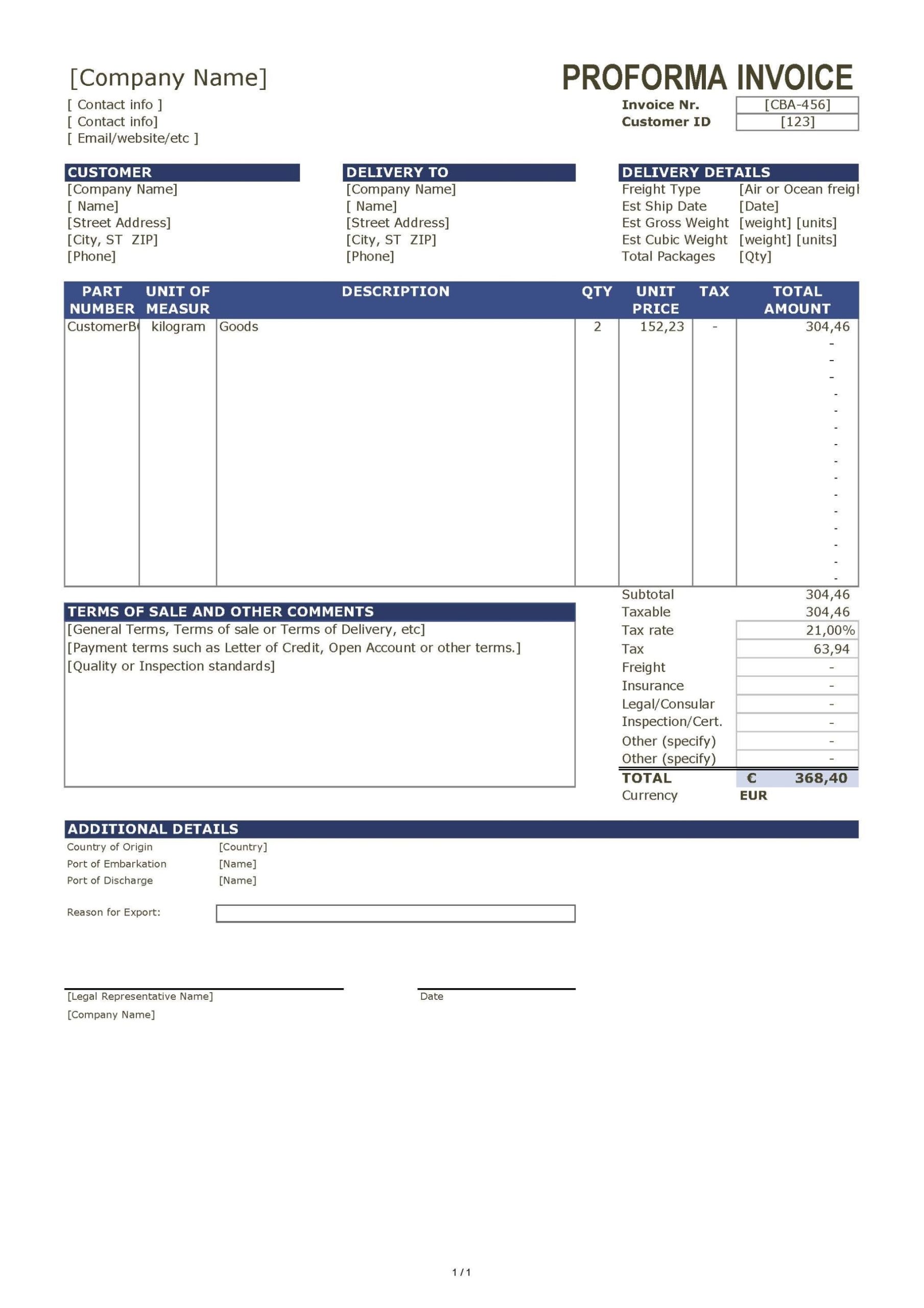 Free Proforma Invoice Template | Templates At Allbusinesstemplates With Free Proforma Invoice Template Word