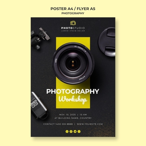 Free Psd | Photography Workshop Poster Template For Free Photography Flyer Templates Psd