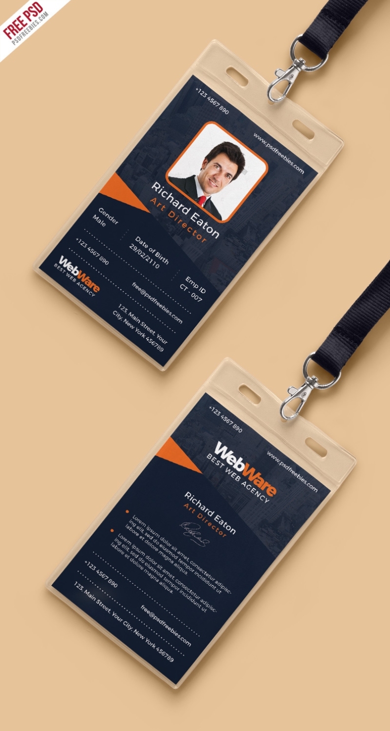 Free Psd : Vertical Company Identity Card Template Psd On Behance Intended For Id Card Design Template Psd Free Download