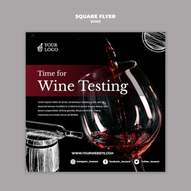 Free Psd | Wine Tasting Square Flyer Template Within Wine Flyer Template