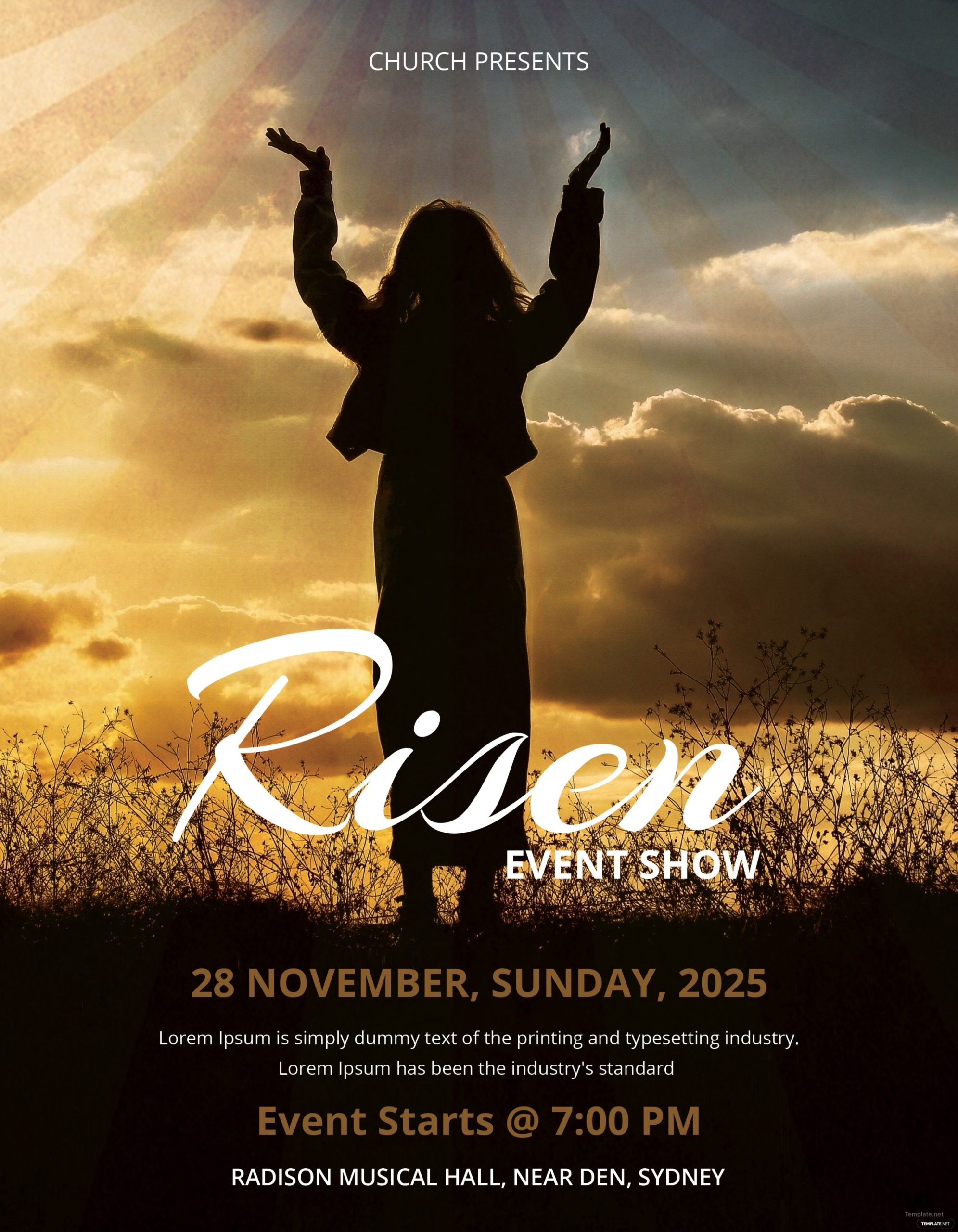 Free Risen Church Flyer Template In Adobe Photoshop, Illustrator | Template Inside Gospel Flyer Template