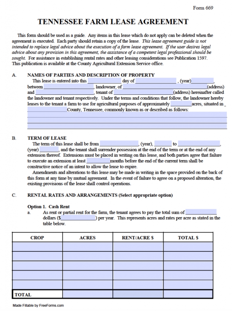 Free Tennessee Rental Lease Agreement Templates | Pdf | Word Inside Farm Business Tenancy Template