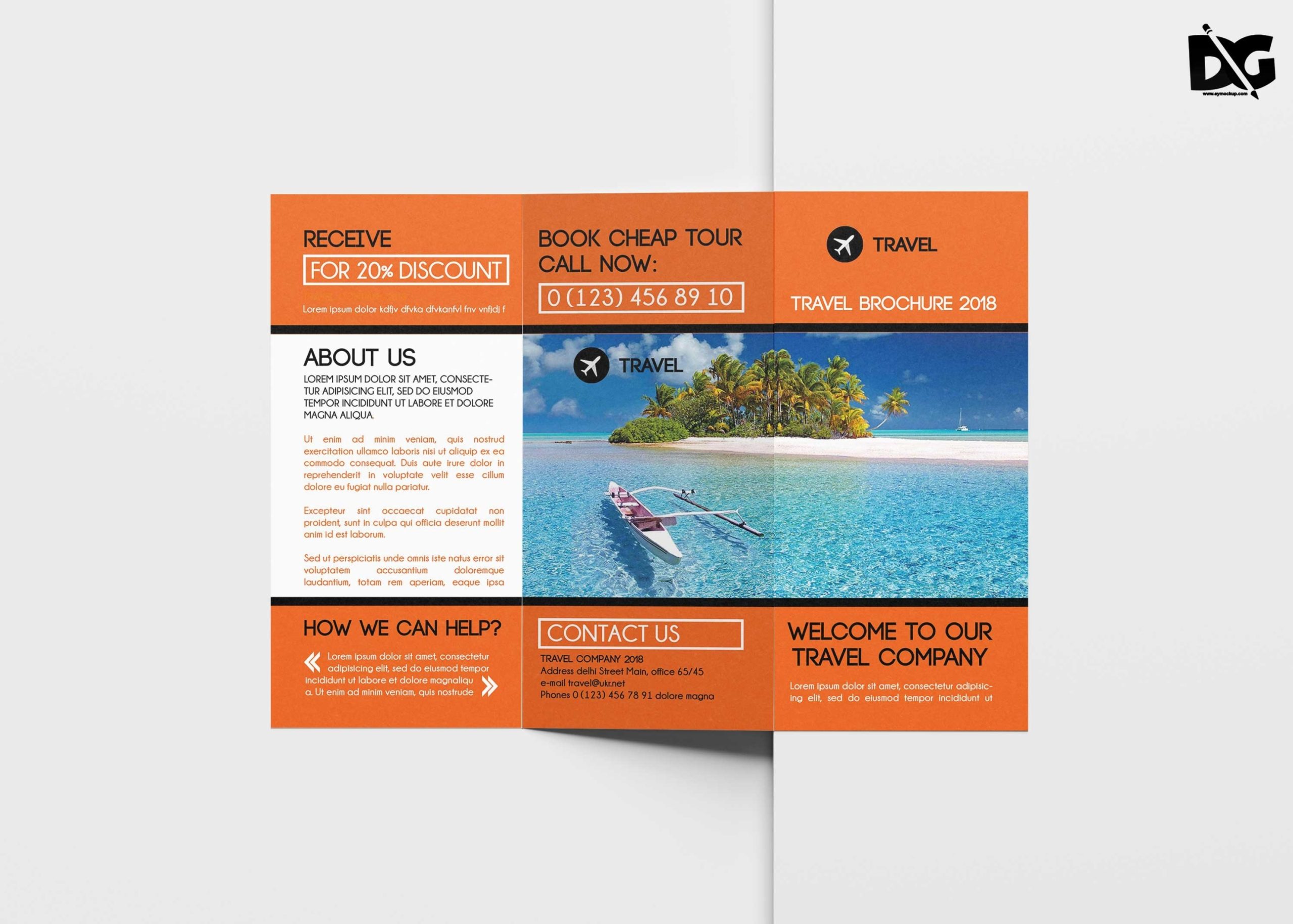 Free Travel Tri Fold Brochure Template In Three Fold Flyer Templates Free