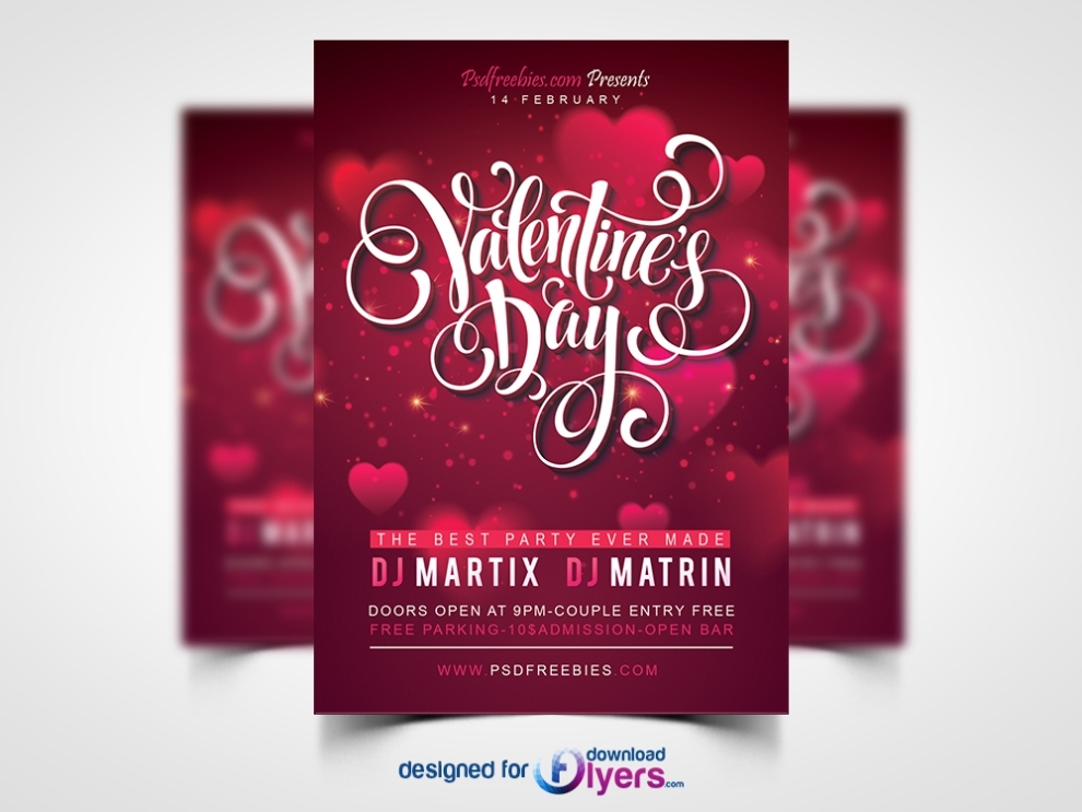 Free Valentines Party Flyer Psd Template | Flyer Psd Within Valentines Day Flyer Template Free