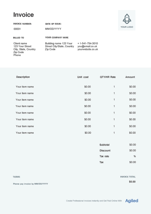 Free Videography Invoice Template | Agiled | Edit And Send With Regard To Film Invoice Template