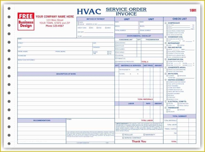 Free Work Order Invoice Template Of Hvac Service Order Invoice Template | Heritagechristiancollege For Hvac Invoices Templates