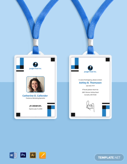 Freelance Employee Id Card Template – Illustrator, Word, Apple Pages In Id Card Template Ai