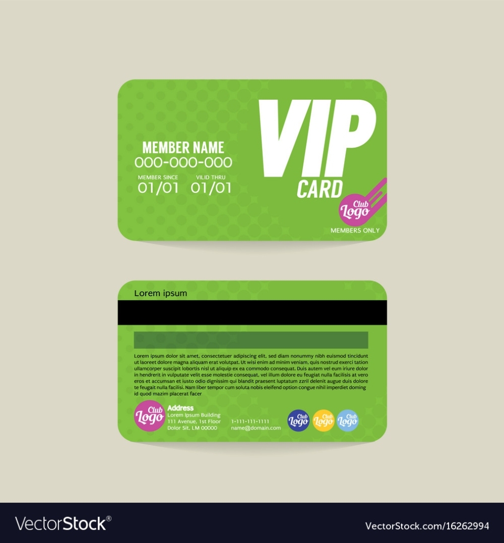 Front And Back Vip Member Card Template Royalty Free Vector within Template For Membership Cards