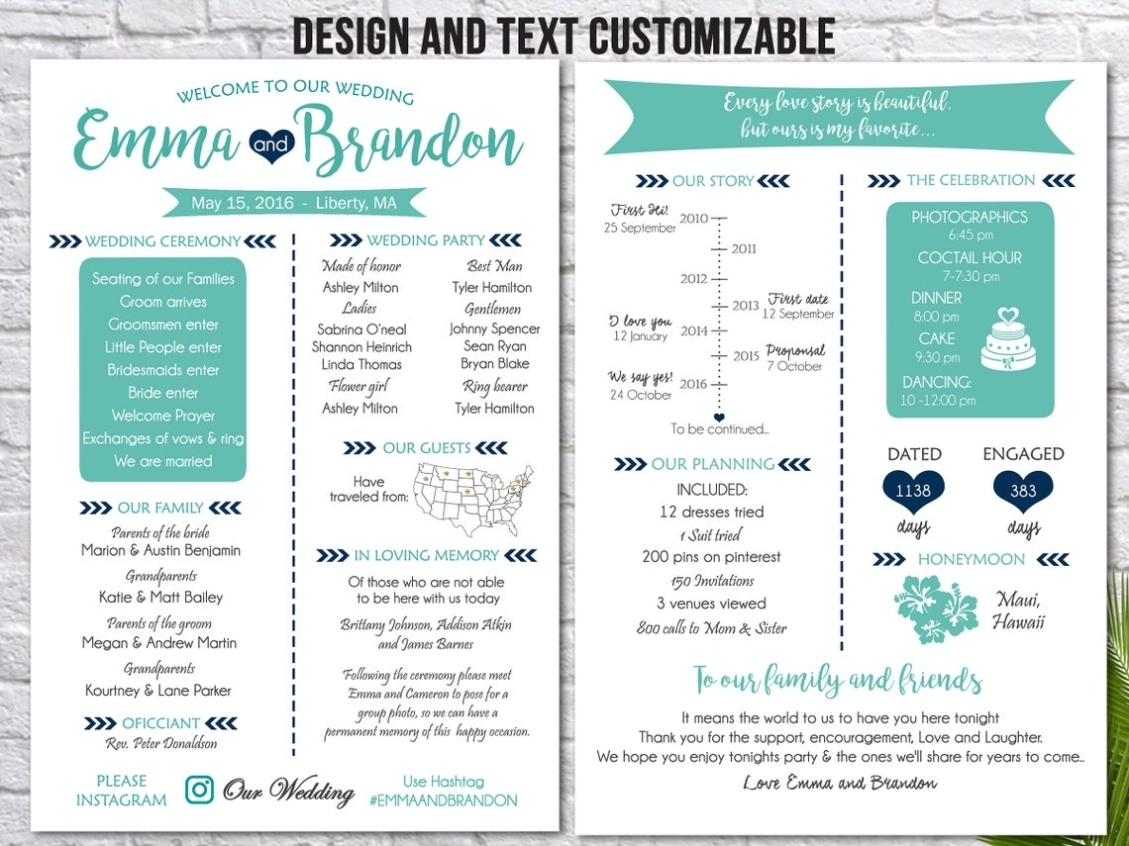 Fun Infographic Wedding Program Template Printable Modern | Etsy In Wedding Infographic Template