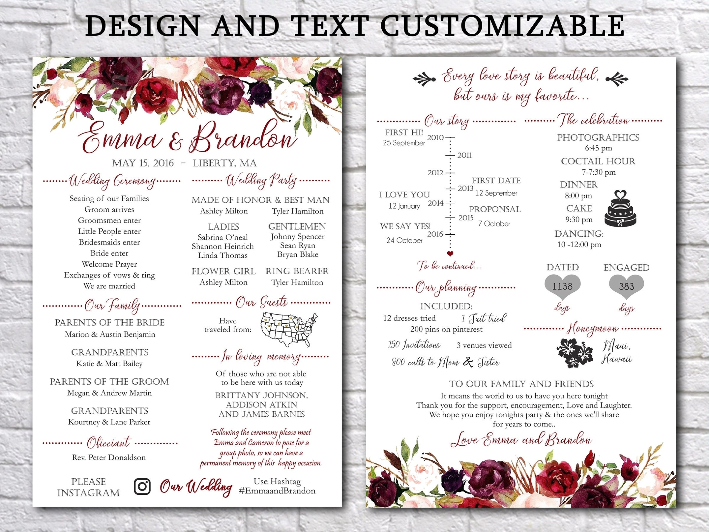 Fun Infographic Wedding Program Template Printable Modern | Etsy Throughout Wedding Infographic Template