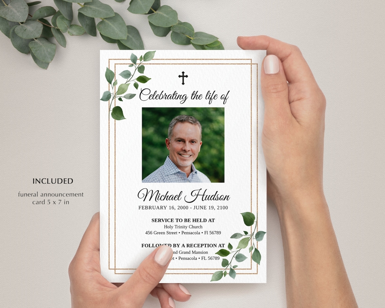 Funeral Announcement Card Template Funeral Invitation – Etsy Australia Throughout Death Anniversary Cards Templates
