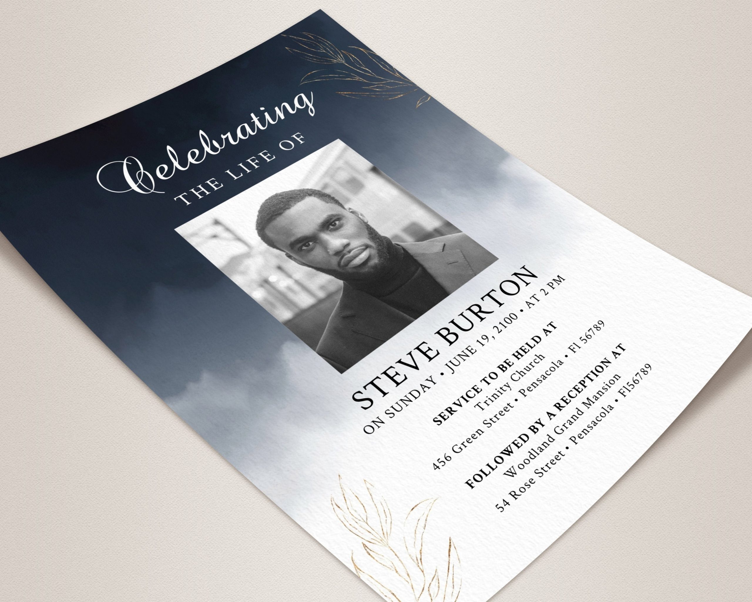 Funeral Announcement Card Template Funeral Invitation | Etsy Pertaining To Funeral Invitation Card Template