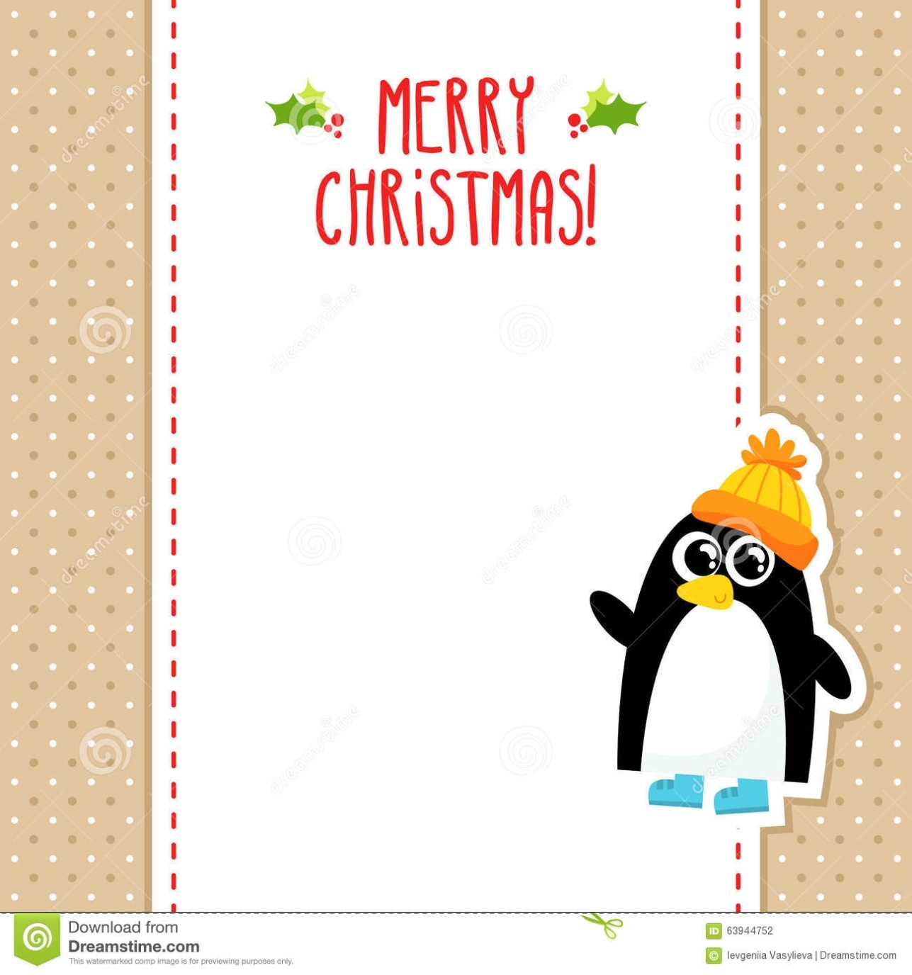 Funny Penguin Vector Christmas Greeting Card Design Template Stock Vector - Illustration Of Text Regarding Print Your Own Christmas Cards Templates