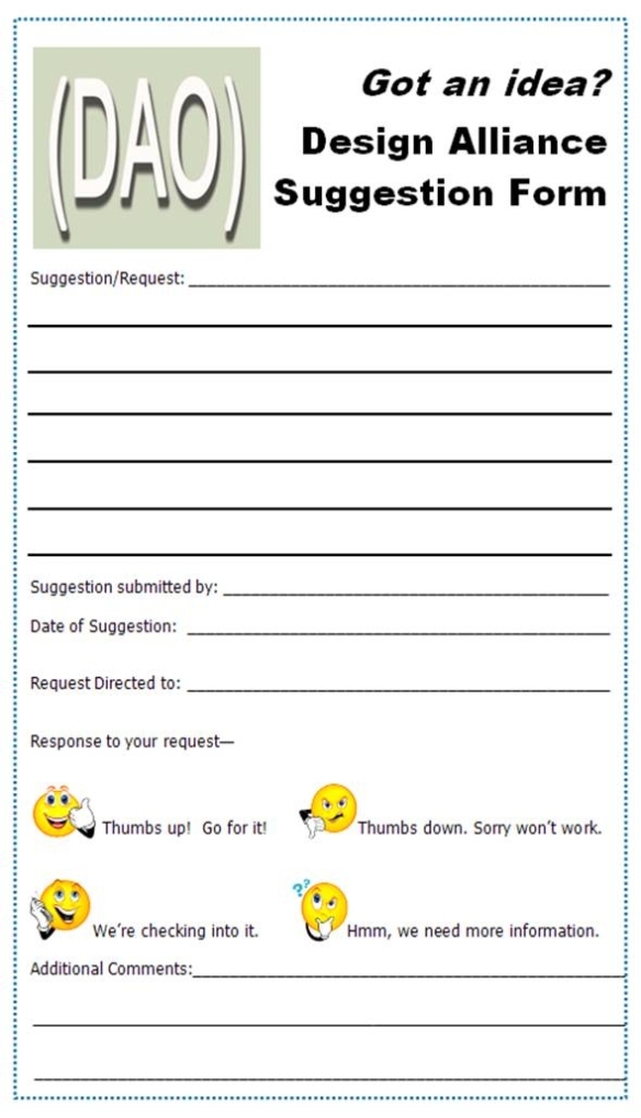 Gallery Suggestion Form Template Word within Word Employee Suggestion Form Template