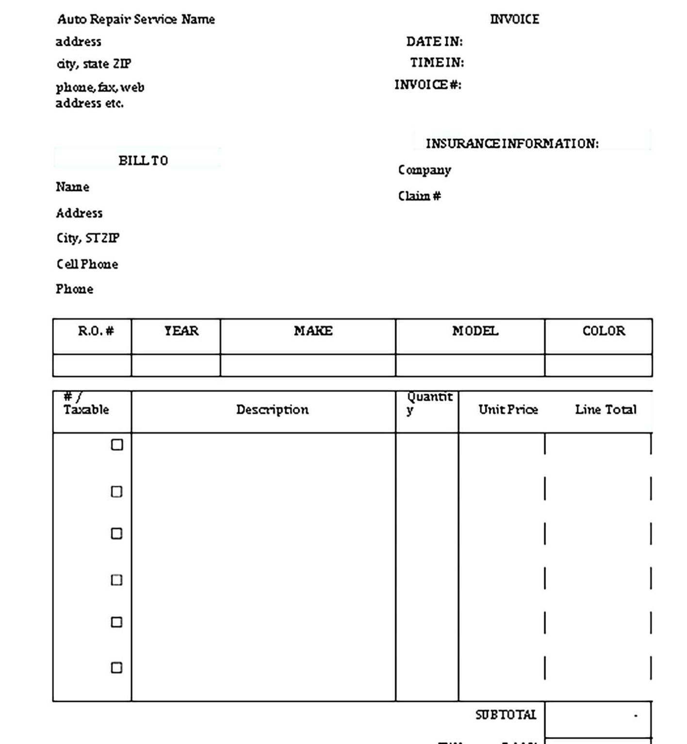 Garage Invoice Download Free – Invoice Template Pdf Free Download : Create Sales And Purchase Throughout Garage Repair Invoice Template