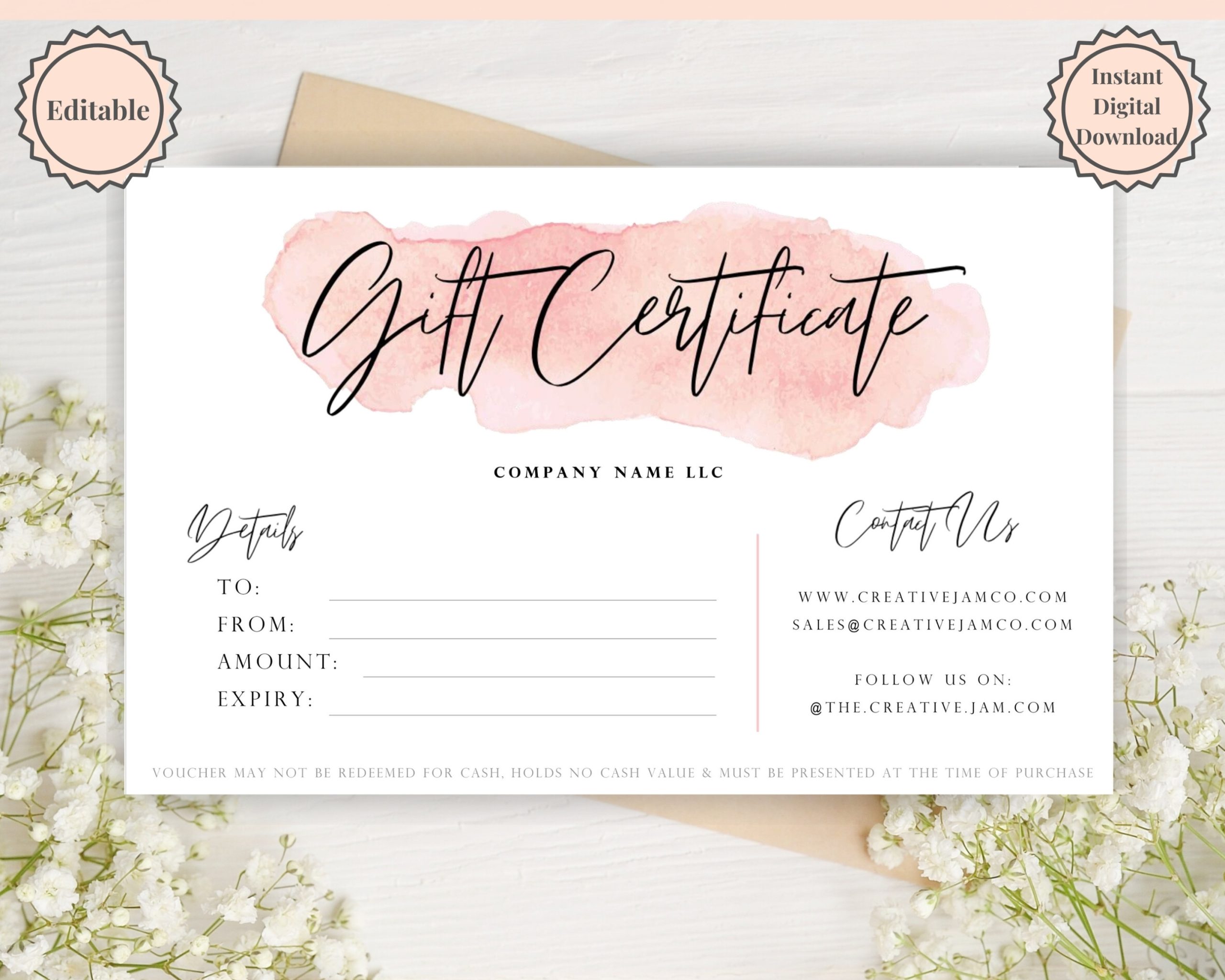 Gift Voucher Gift Certificate Template. Editable Gift Card | Etsy Pertaining To Donation Cards Template