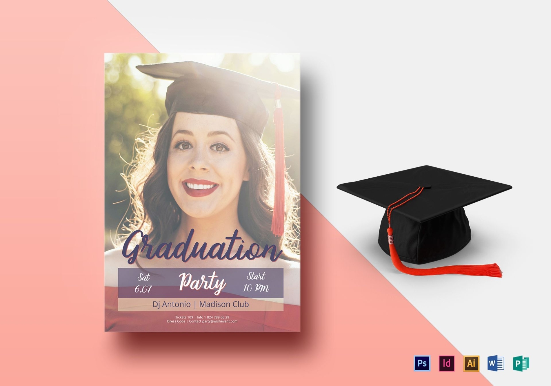 Graduation Night Party Flyer Design Template In Psd, Word, Publisher, Illustrator, Indesign Pertaining To Graduation Party Flyer Template