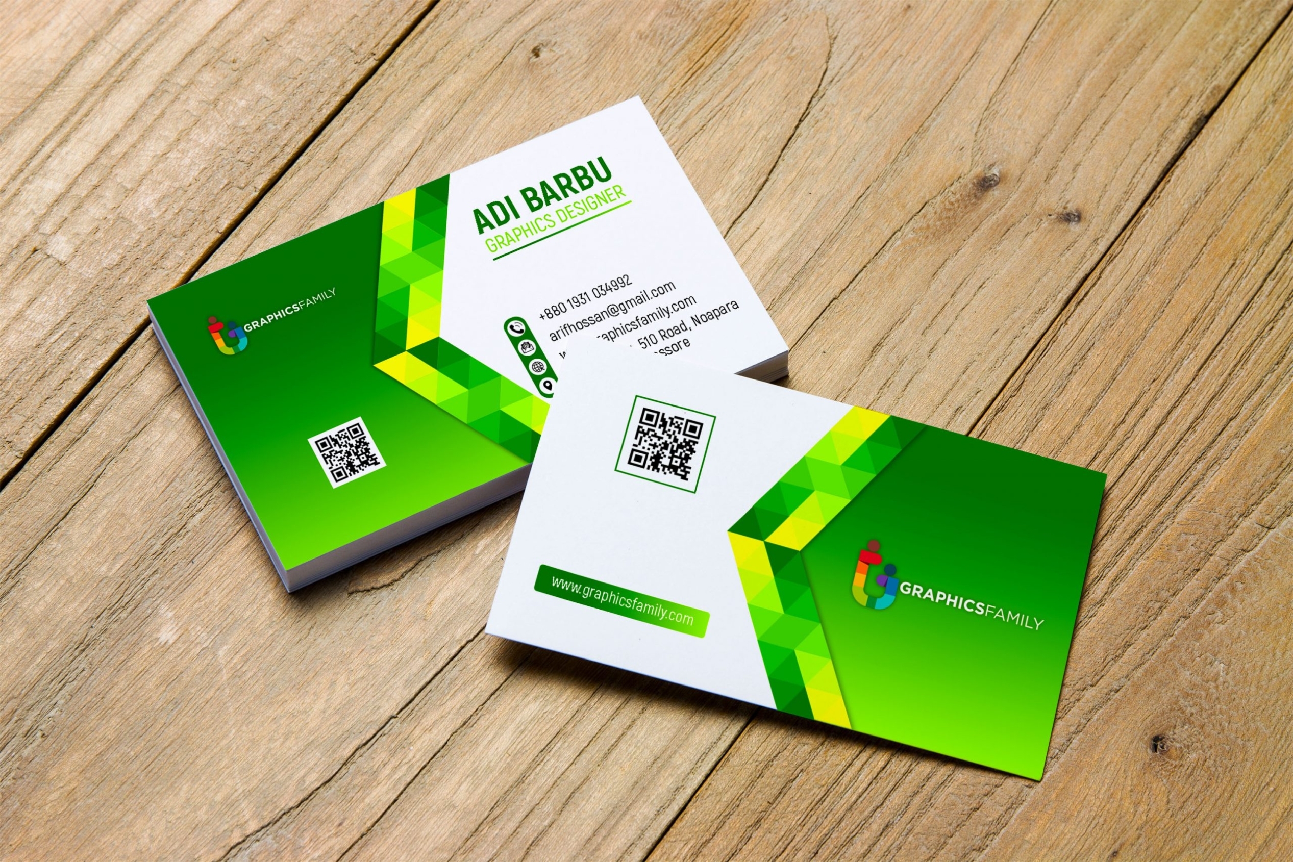 Green Abstract Business Card Free Psd Template - Graphicsfamily Intended For Psd Visiting Card Templates