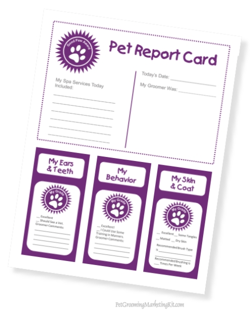 Groomer Pet Report Cards in Dog Grooming Record Card Template