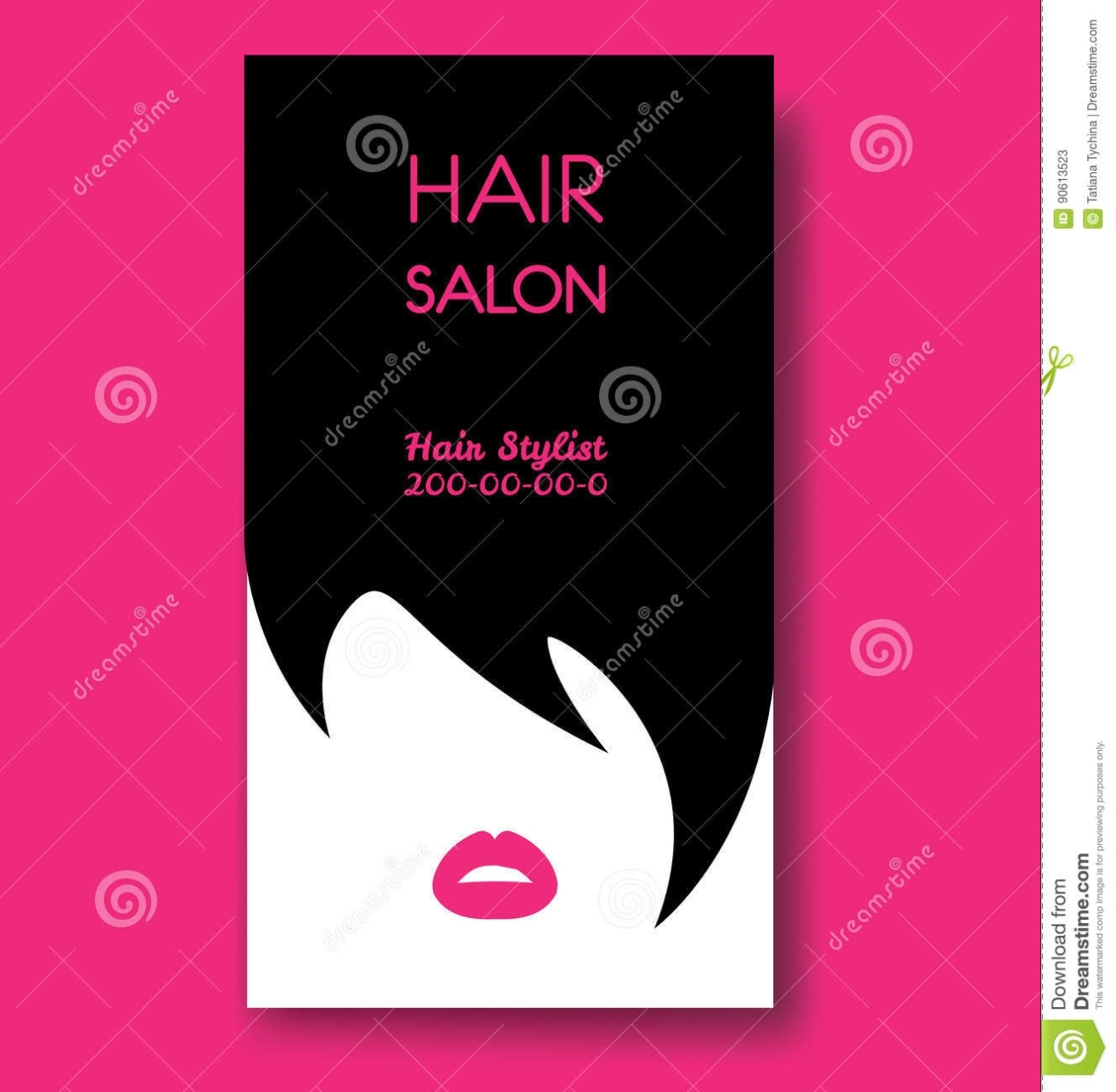 Hair Salon Business Card Templates With Black Hair And Beautiful Stock Vector – Illustration Of For Hair Salon Business Card Template